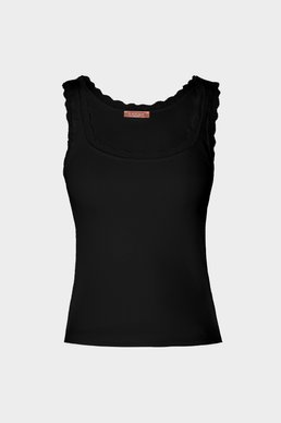 Black ribbed tank top with lace