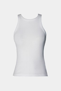 Milk knitted T-shirt with fine rib