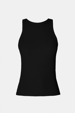 Black knitted T-shirt with fine rib