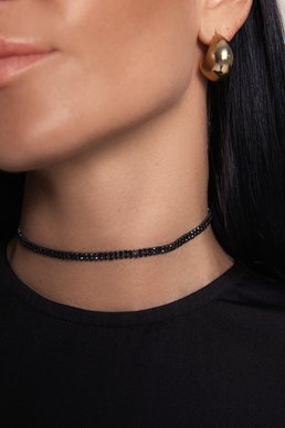 Black choker with rhinestones