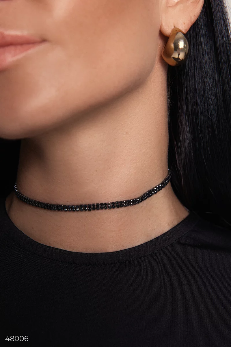 Black choker with rhinestones photo 1