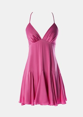 Pink silk mini dress with thin straps