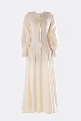 Milk linen dress "Dove" with embroidery