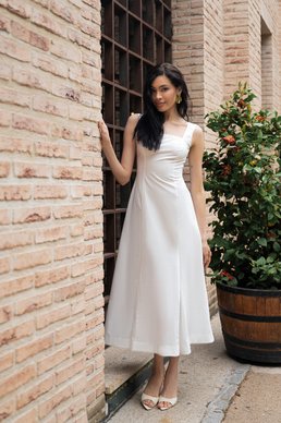 Milk cotton maxi dress with wide straps