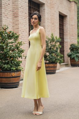 Yellow cotton maxi dress with wide straps