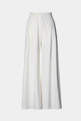 Молочные брюки-палаццо свободного прямого кроя