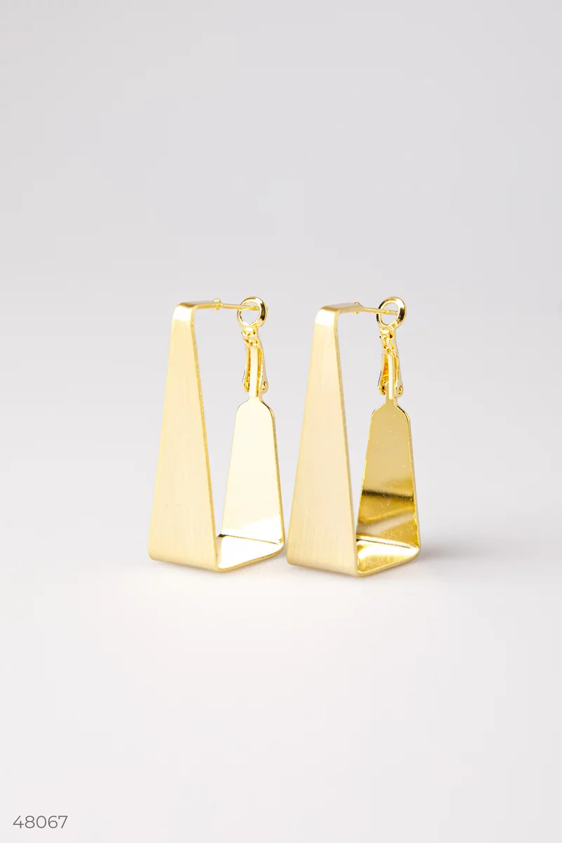 Gold triangle earrings photo 2