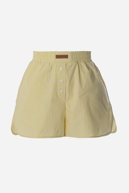 Yellow short shorts with slits