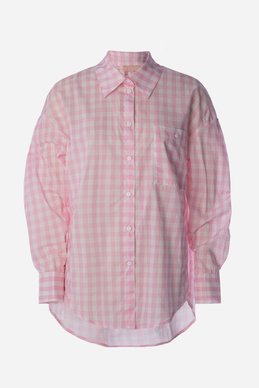 Pink oversized cotton check shirt