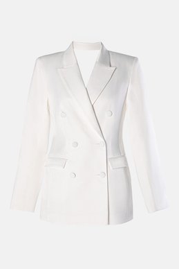 Milk double-breasted satin jacket