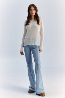 Milk knitted long sleeve with round neck