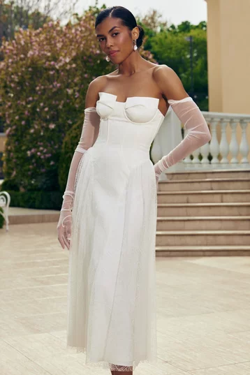 Платье миди с пышной юбкой с блестками фотография 1