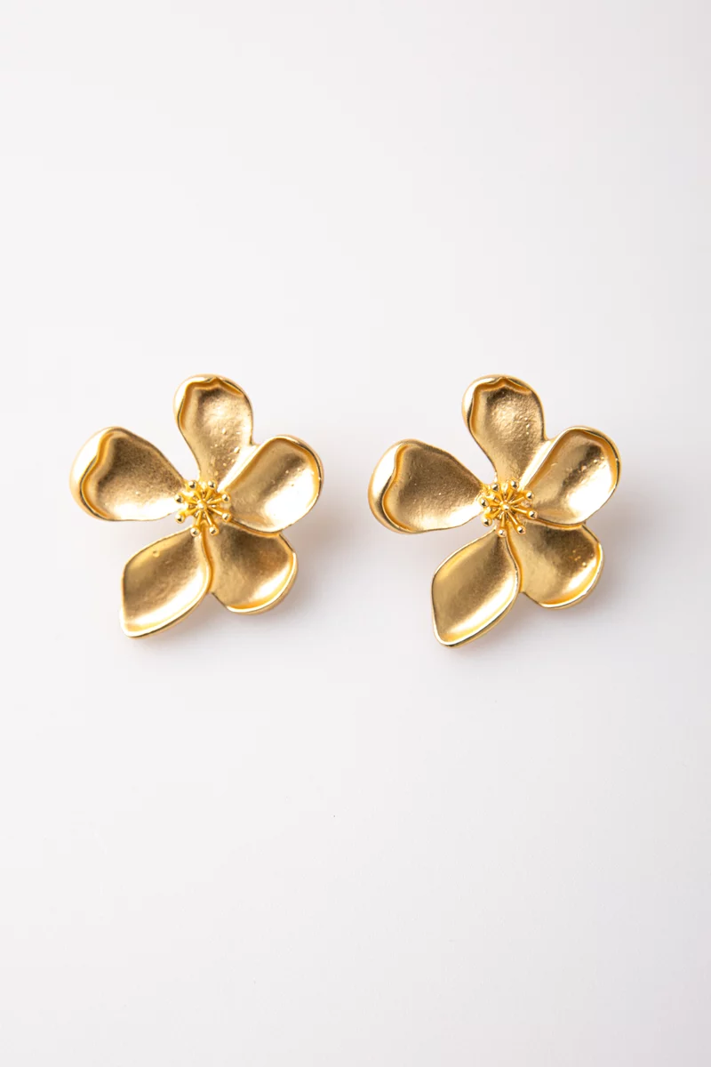 Gold flower earrings photo 3