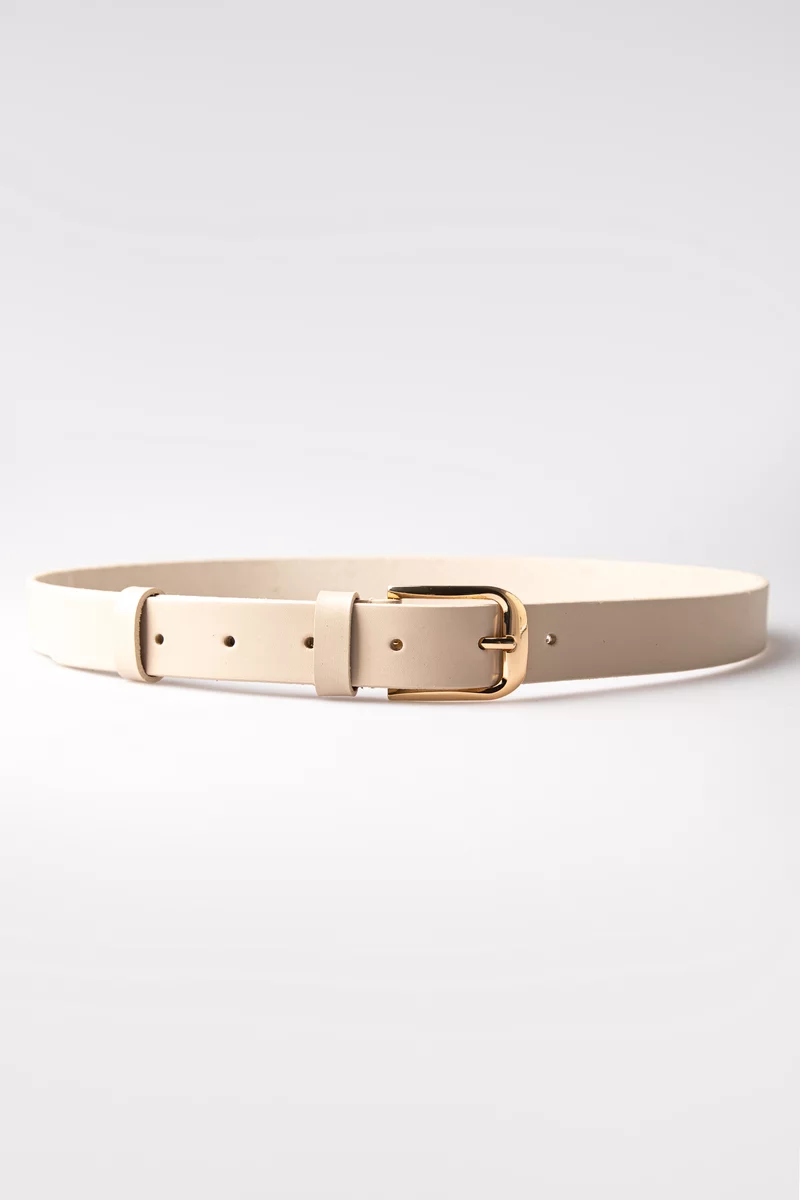 Milky thin leather belt photo 1