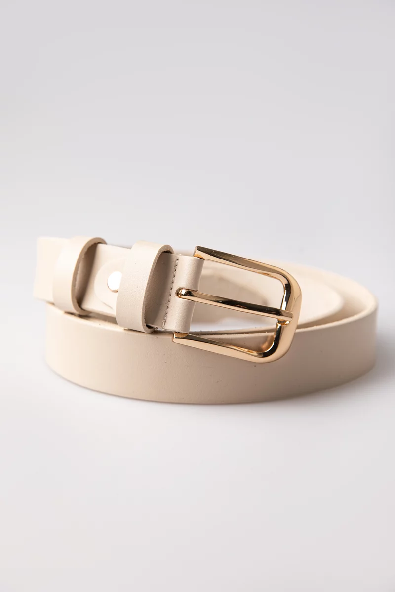 Milky thin leather belt photo 2