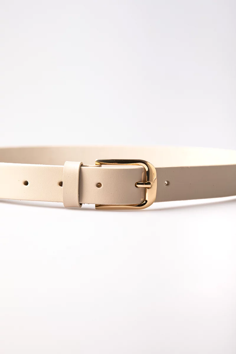 Milky thin leather belt photo 3