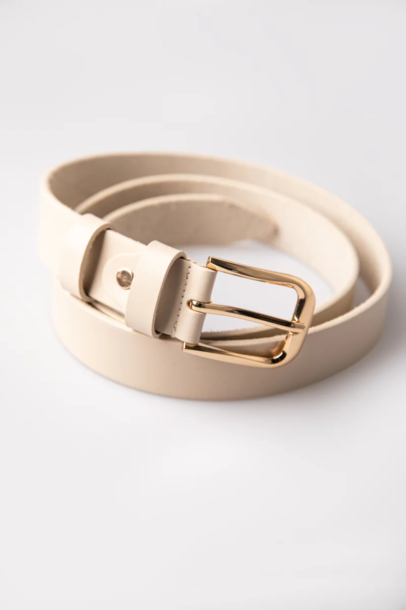 Milky thin leather belt photo 4