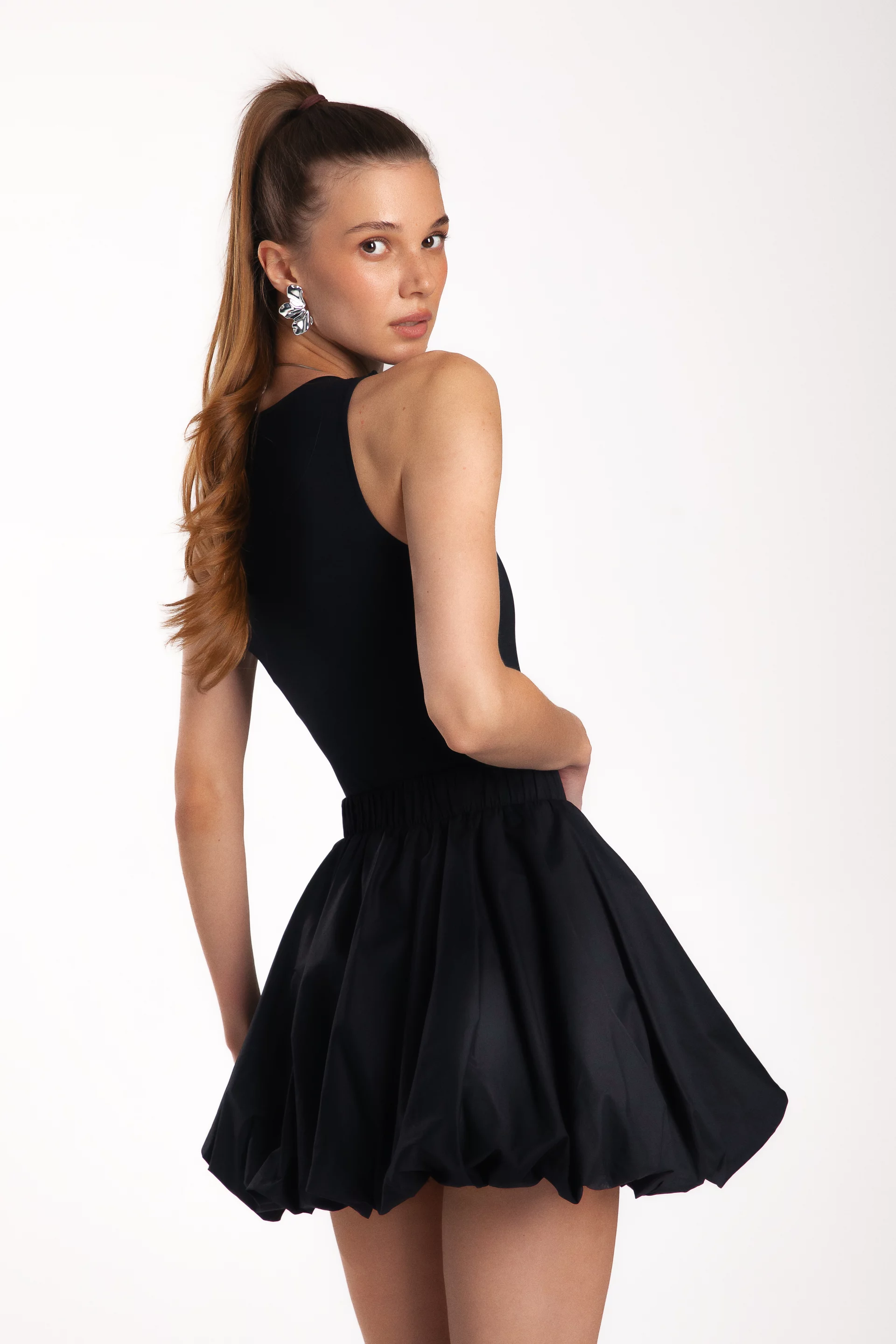 Black mini balloon skirt (№ 48186) ♡ Gepur - women clothes