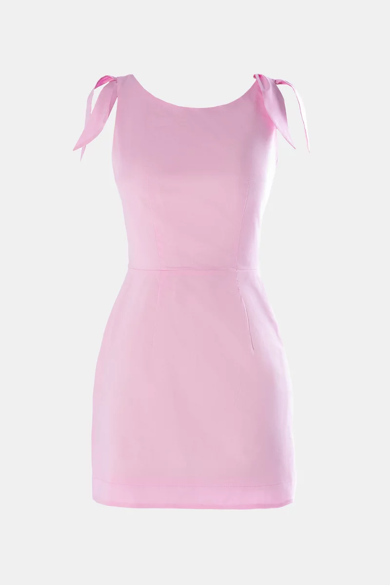 Pink mini dress with accent straps photo 1