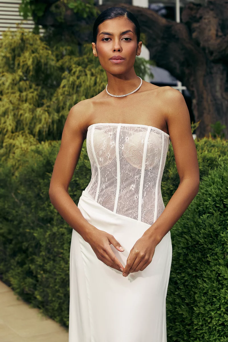 Milk maxi dress with lace corset top photo 4