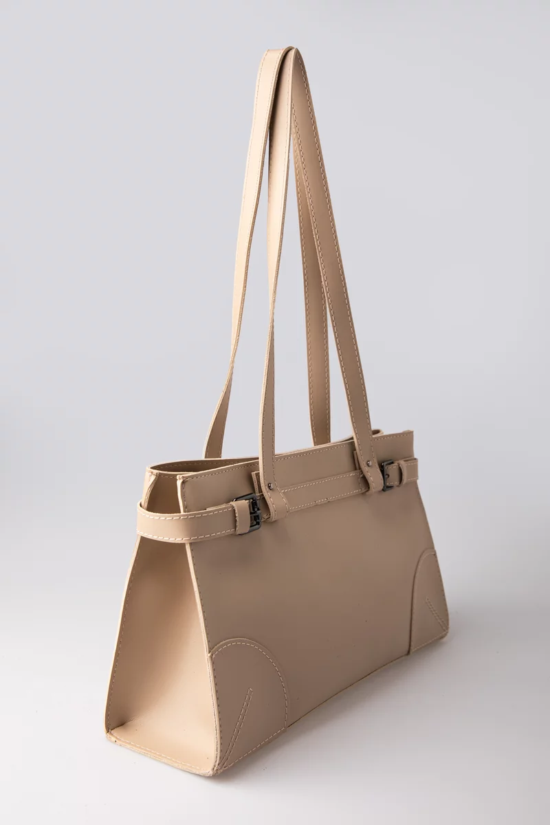 Beige rectangular eco-leather bag photo 2