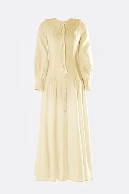 Delicate yellow linen dress "Dove" with embroidery
