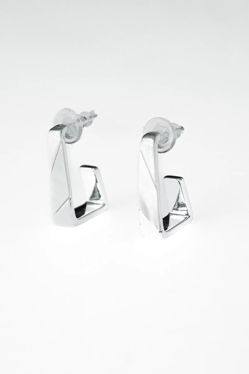 Silver earrings geometry photo 3