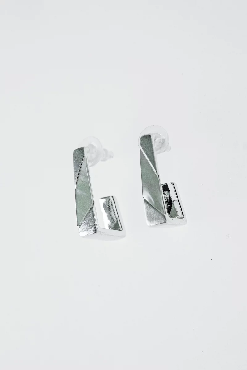 Silver earrings geometry photo 4