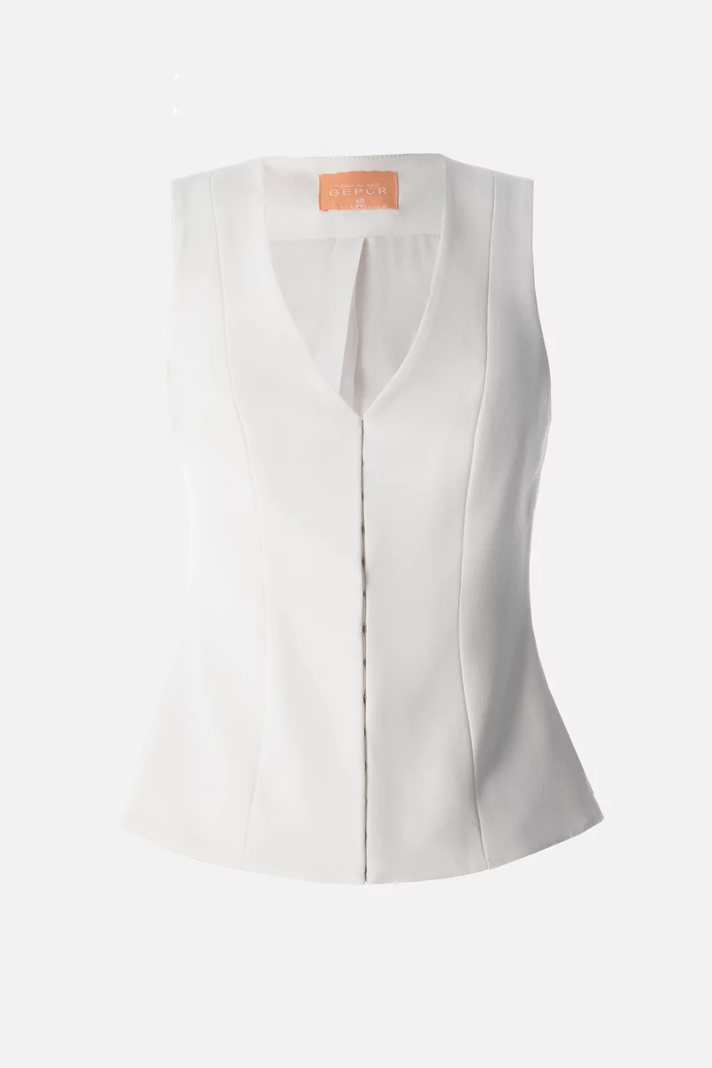 Milky elongated vest on hooks photo 5