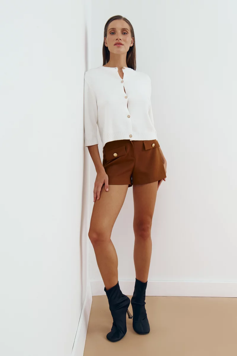 Basic brown high waist shorts photo 1
