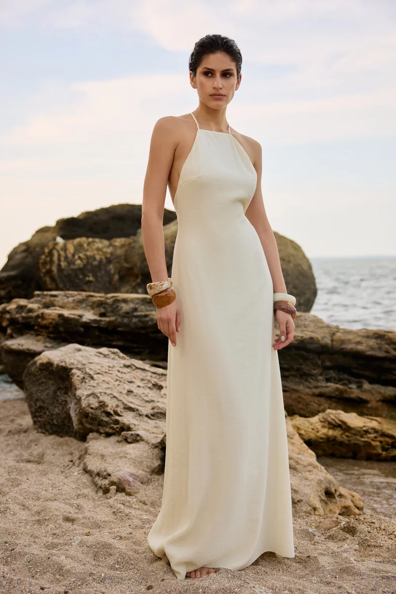 Milk Organza Harvester Maxi Dress with Open Back photo 1