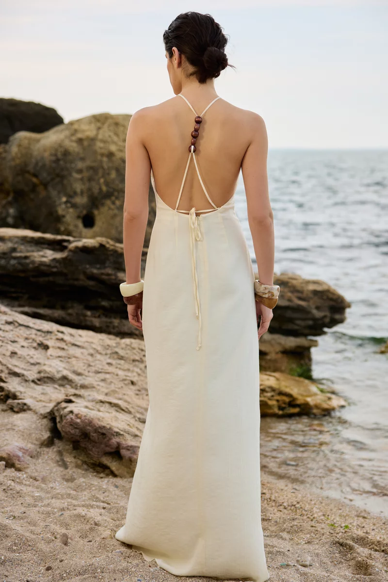 Milk Organza Harvester Maxi Dress with Open Back photo 3