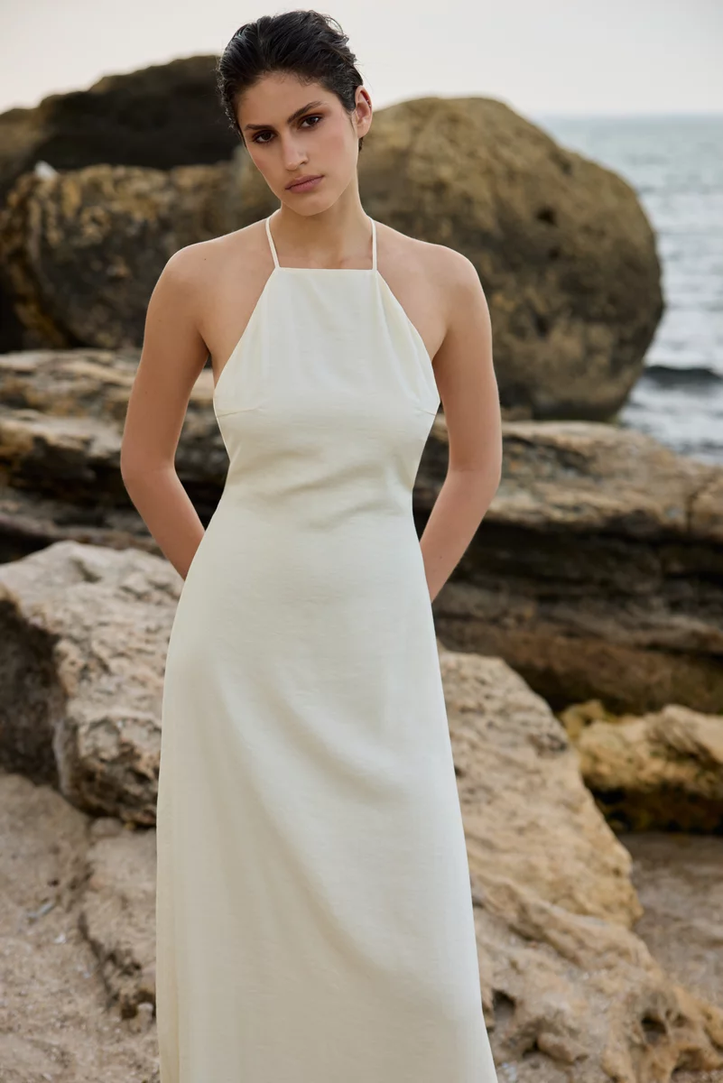 Milk Organza Harvester Maxi Dress with Open Back photo 4