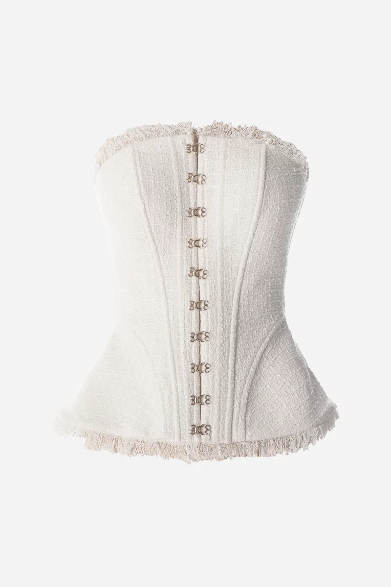 Milk tweed corset with peplum photo 5