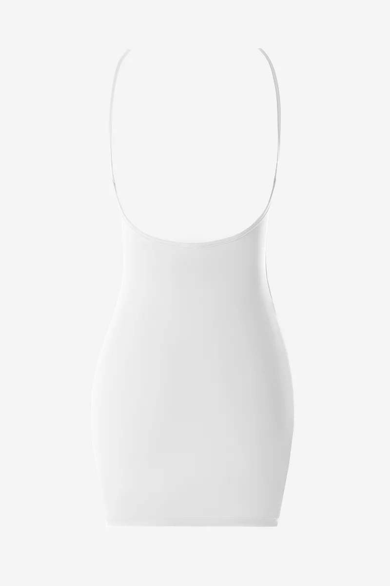 Milk knit mini dress with open back photo 2