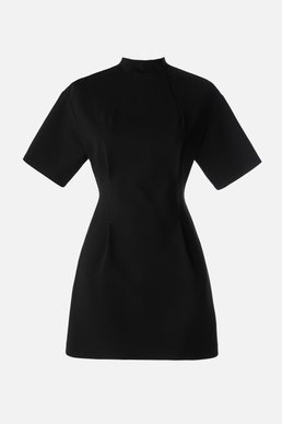 Трикотажное платье мини с заниженной линией плеча