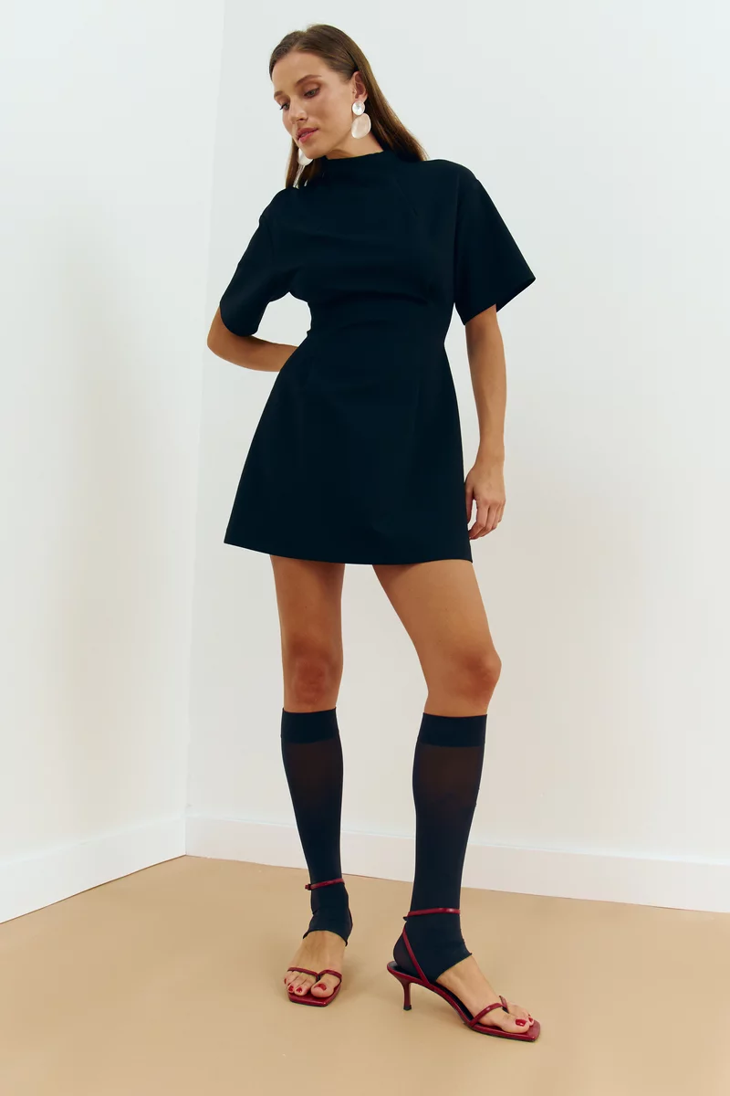 Knitted mini dress with dropped shoulder line photo 1