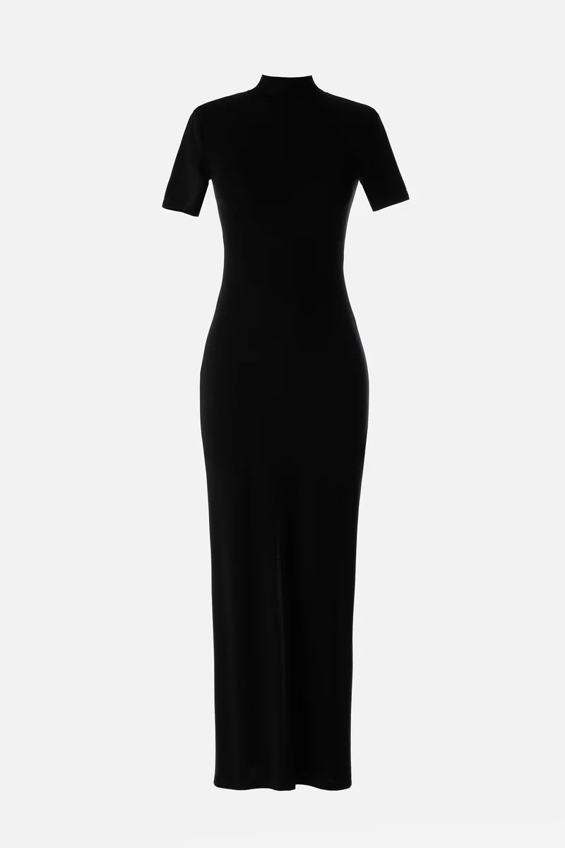 Knitted maxi dress with stand-up collar photo 5