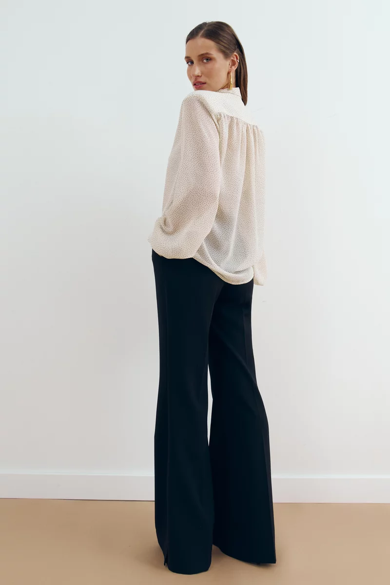 Milky chiffon blouse with polka dot print photo 5