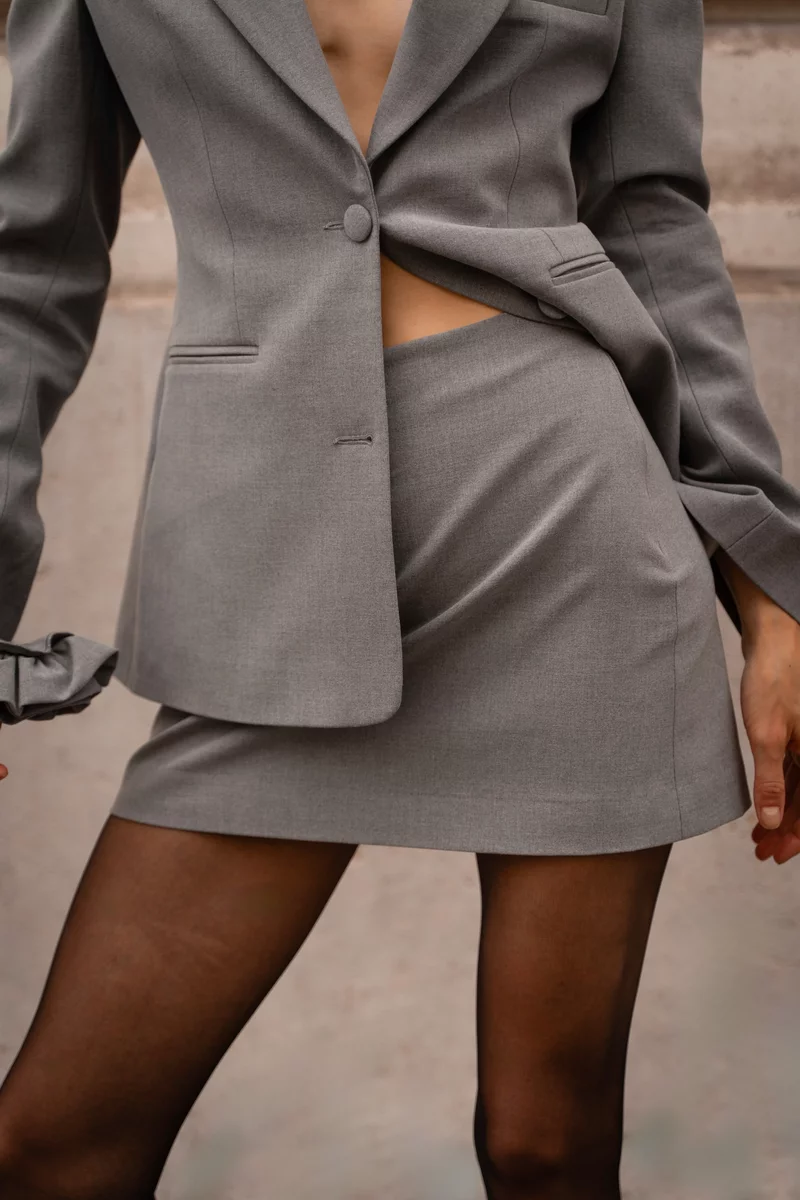 Gray basic mini skirt photo 2