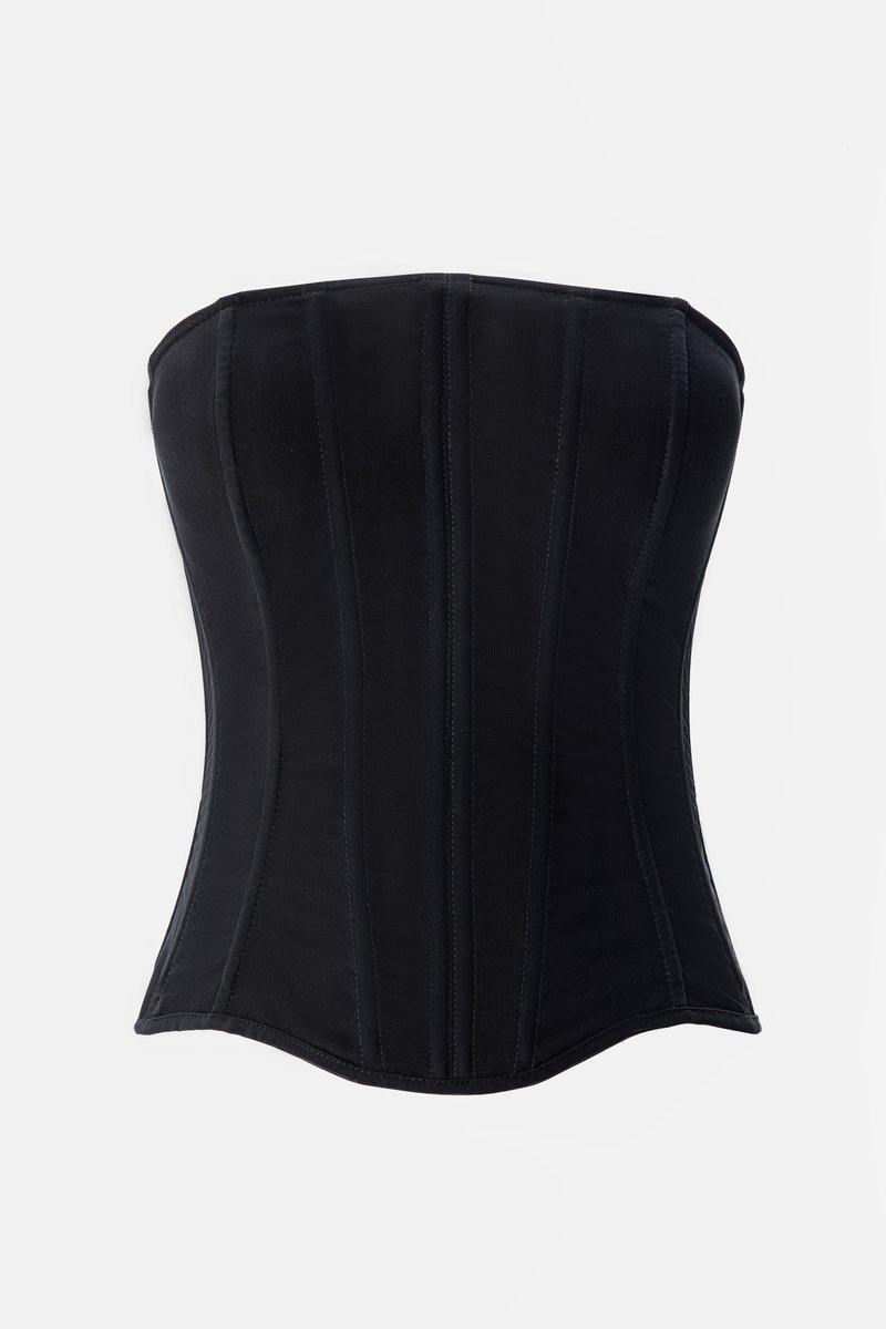 Черный корсет из сетки на косточках фотография 1