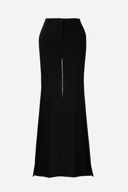 Black flared pants with side slits