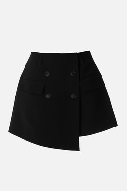 Black suiting fabric skirt-shorts