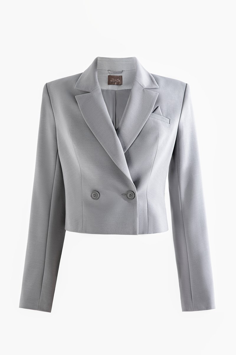 

Сірий однобортний кроп-жакет