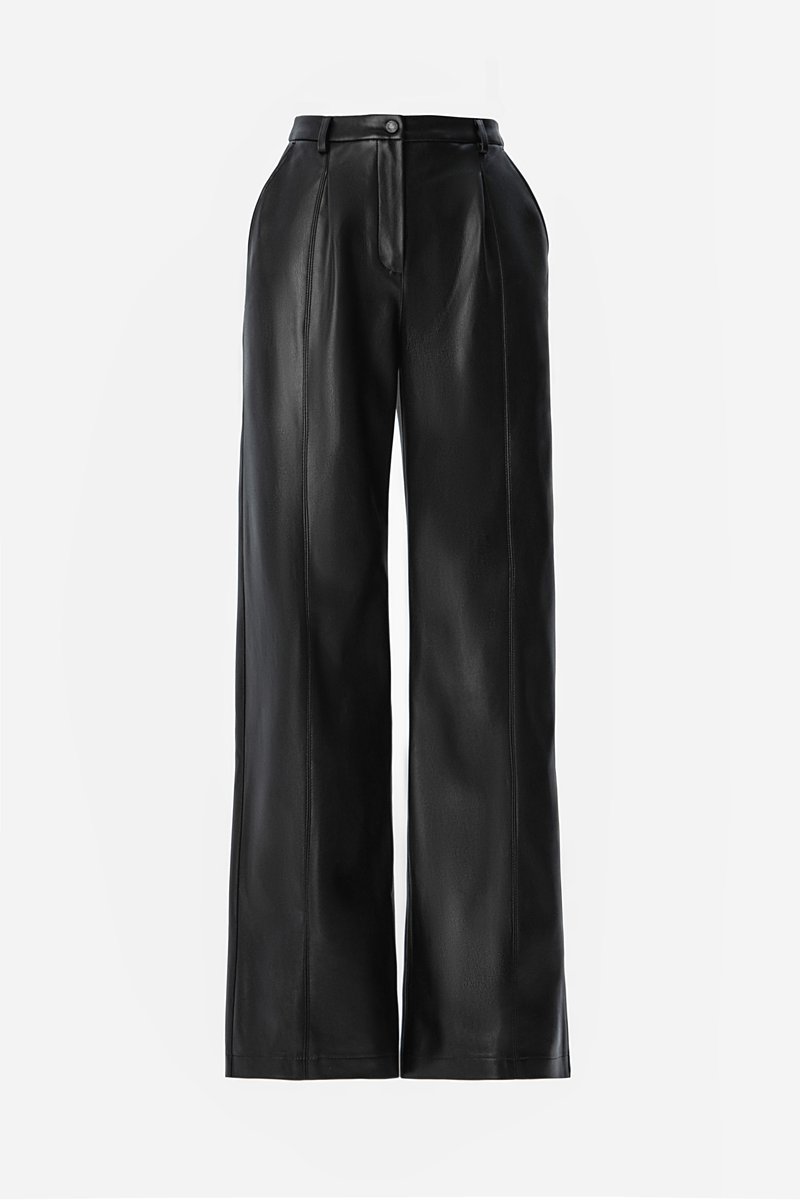 Black leather palazzo pants with arrows image 2