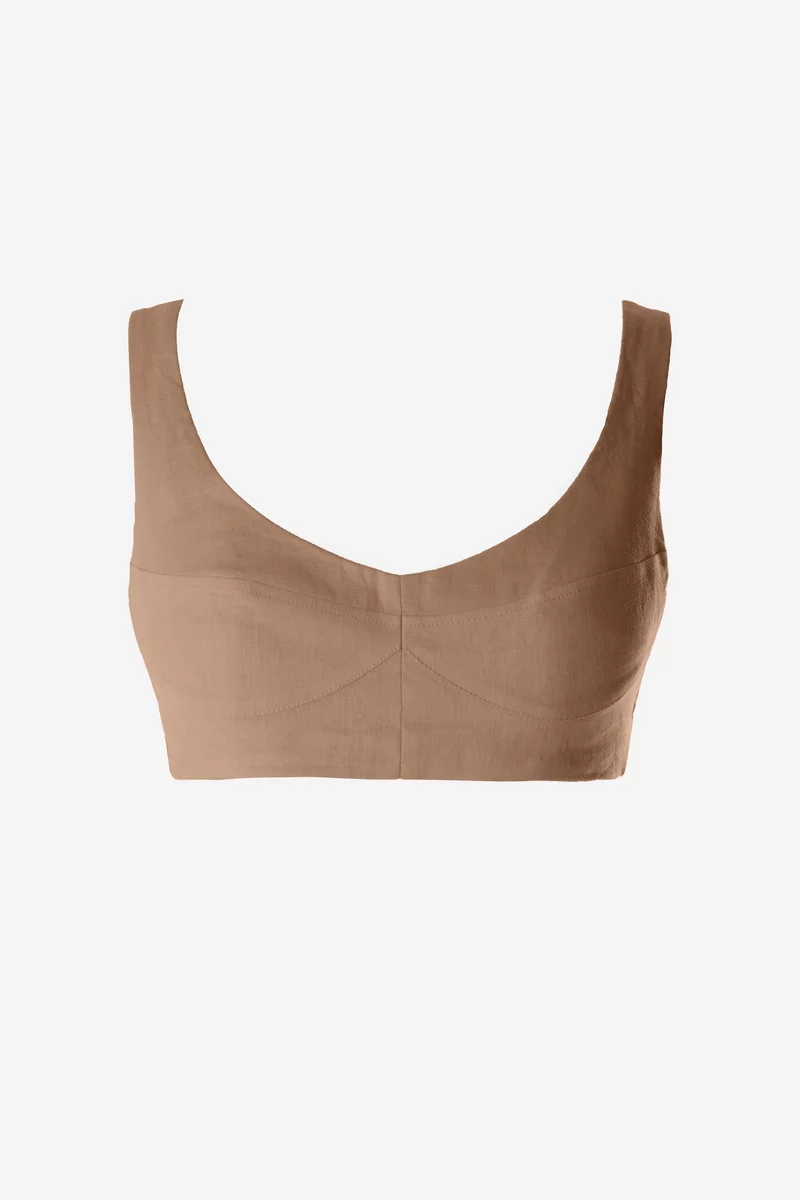 Brown top made of 100% linen photo 1