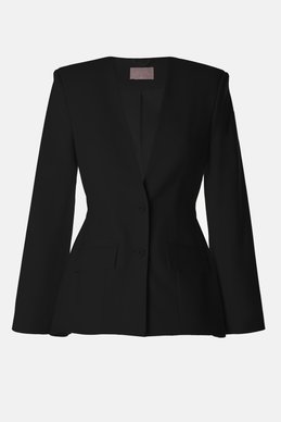 Black elongated single-breasted jacket with belt