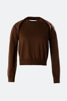 Knitted vest with bolero in chocolate shade
