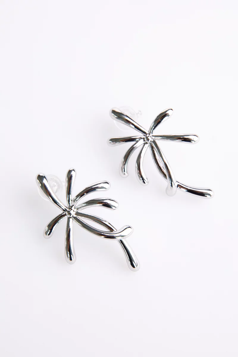 Silver earrings in the shape of a palm tree photo 2