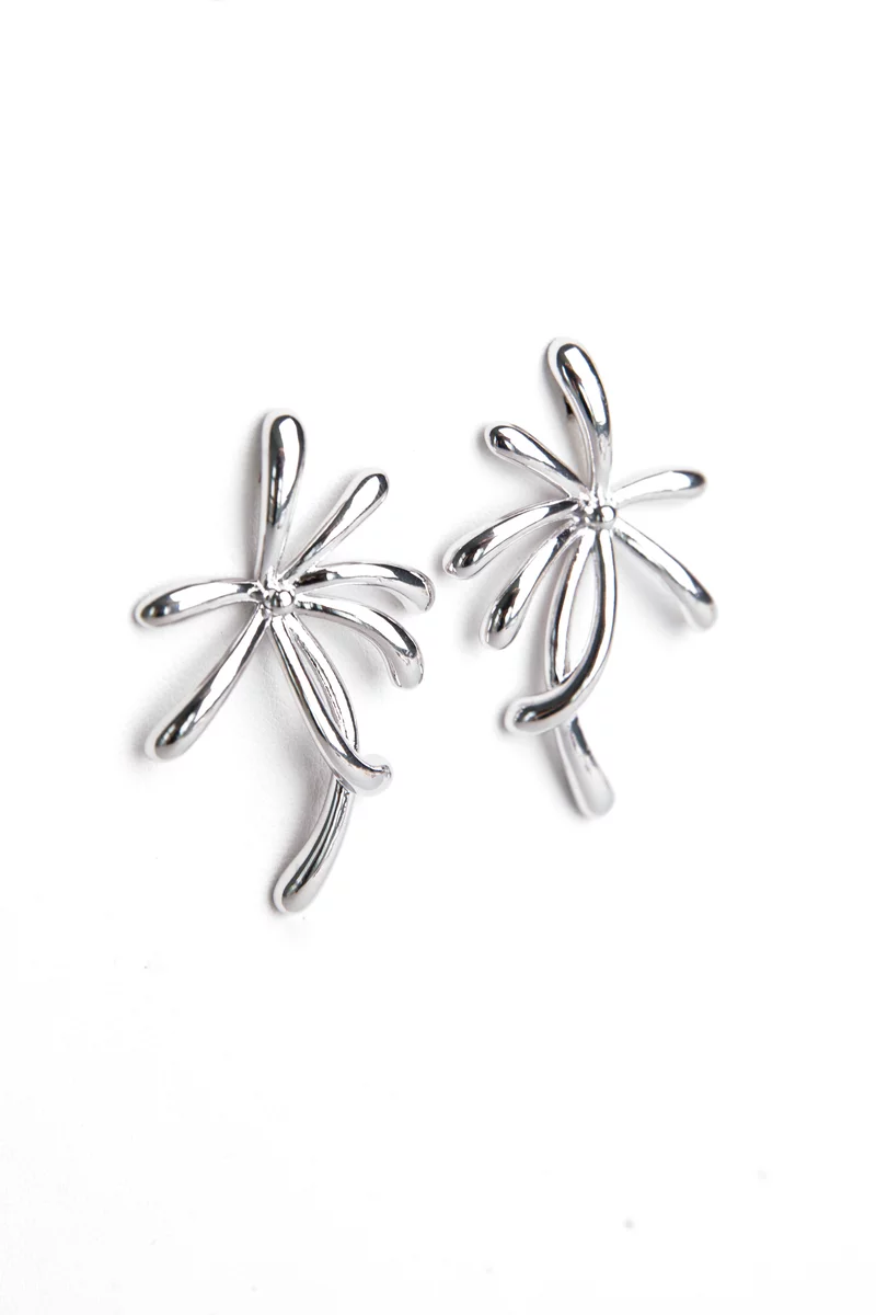 Silver earrings in the shape of a palm tree photo 3